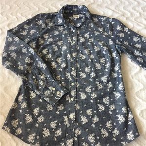 J.  Crew Jean  Floral Print Long Sleeve Blouse